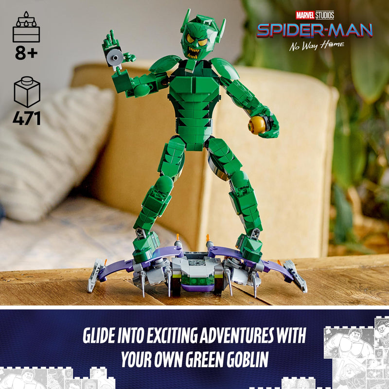 LEGO Marvel Green Goblin Construction Figure, Posable Super Villain Building Toy for 8 Plus Year Old Kids, Boys & Girls, with Glider and Pumpkin Bombs, Super-Hero Gift Idea 76284