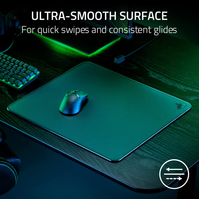 Razer Atlas Tempered Glass Gaming Mouse Mat: Ultra-Smooth Micro-Etched Surface - Dirt and Scratch-Resistant - Anti-Slip Base - Quiet Mouse Movements - Black