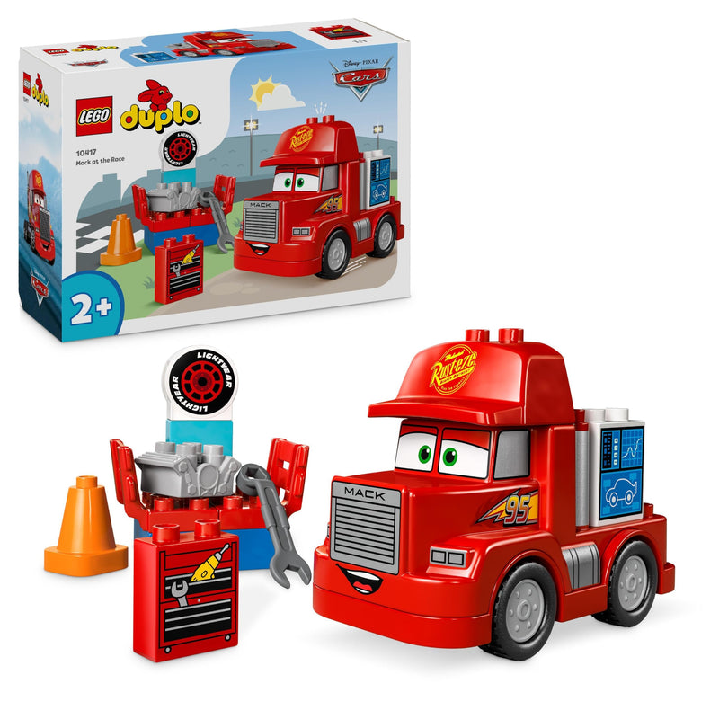 LEGO DUPLO Disney and Pixar’s Cars Mack at the Race Set, Truck Building Toy for 2 Plus Year Old Toddlers, Boys & Girls, Buildable Red Hauler from the Film, Birthday Gift Idea 10417