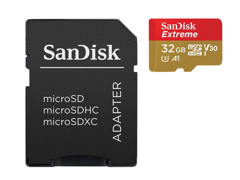 SanDisk Extreme 32 GB microSDhC Memory Card for Action Cameras and Drones with A1 App Performance up to 100 MB/s, Class 10, U3, V30 - Twin Pack