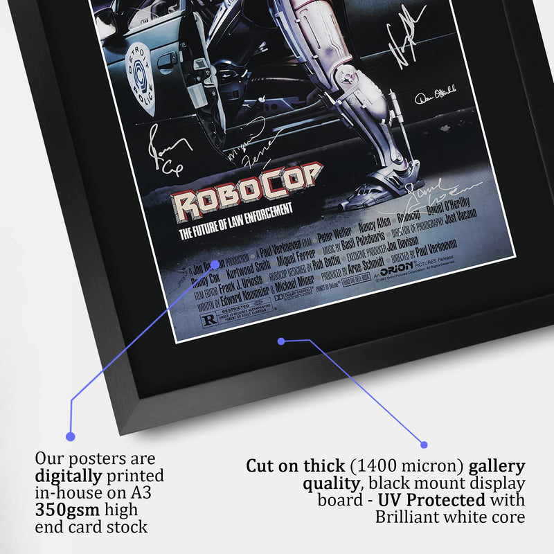 HWC Trading A3 FR RoboCop The Cast Peter Weller and Nancy Allen Gifts Printed Poster Signed Autograph Picture for Movie Memorabilia Fans - A3 Framed