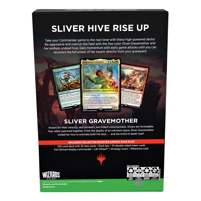 Magic: The Gathering Commander Masters Commander Deck - Sliver Swarm (100-Card Deck, 2-Card Collector Booster Sample Pack & Accessories)