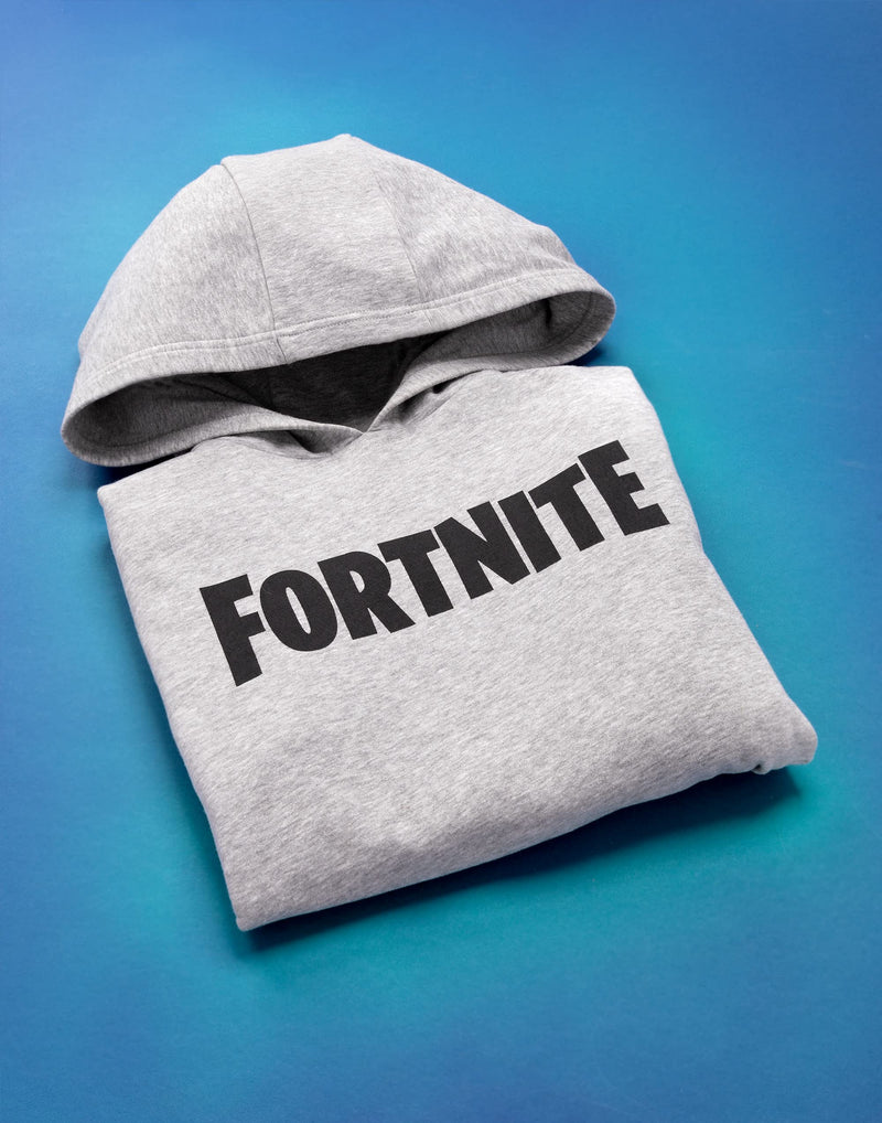 Fortnite Hoodie For Boys & Girls | Kids Battle Royale Logo Grey Blue or Black Sweatshirt With Drawstring Hood | Video Game Merchandise Clothing