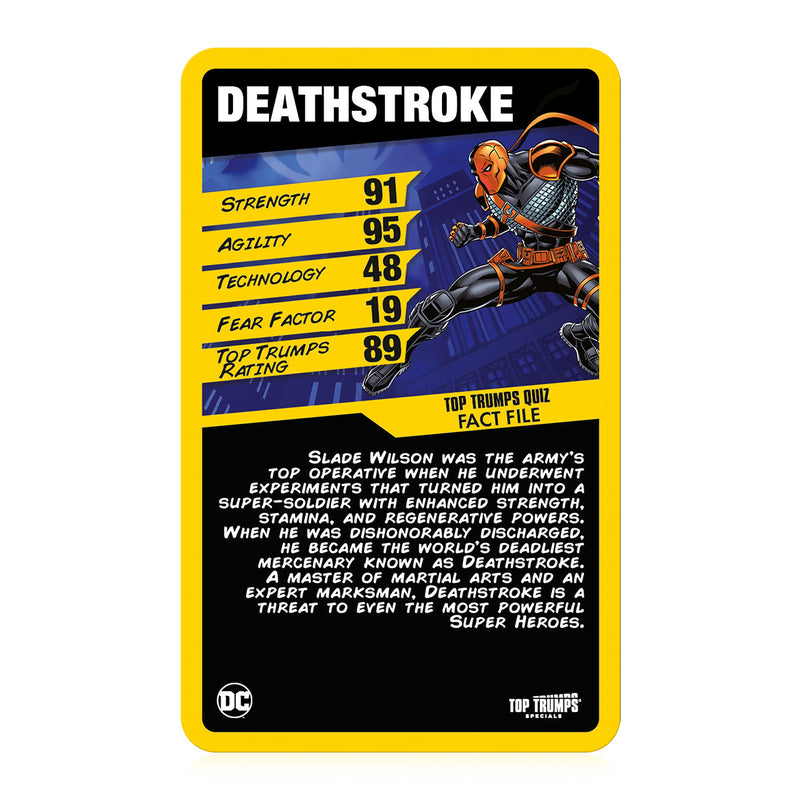 Top Trumps Batman Specials Card Game, DC Comics heroes and villains from Gotham City include Batman, The Joker, Deathstroke, Harley Quinn and Robin, gift and Toy for Boys and Girls Aged 6 plus