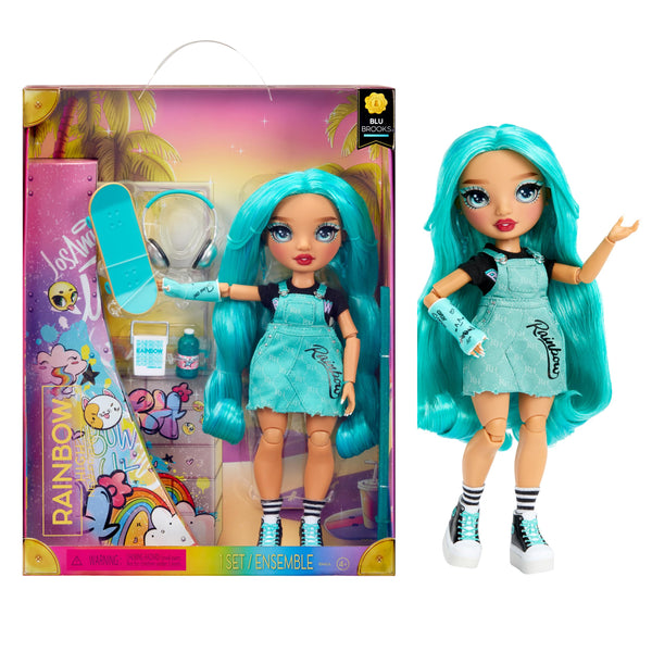 Rainbow High Fashion Doll - Blu Brooks - Blue Doll in Fashionable Outfit - Doll Wearing a Cast & 10+ Colourful Play Accessories - Great for Kids 4-12 Years Old and Collectors