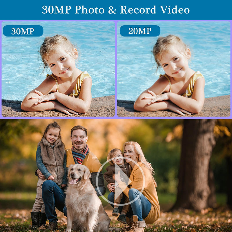 Digital Camera for Photography with FHD 1080P 18X Digital Zoom, 30MP Kids Camera Rechargeable Point and Shoot Cameras,Built-in Microphone,Small Camera for Kids/Adult/Elderly/Beginners(Blue)