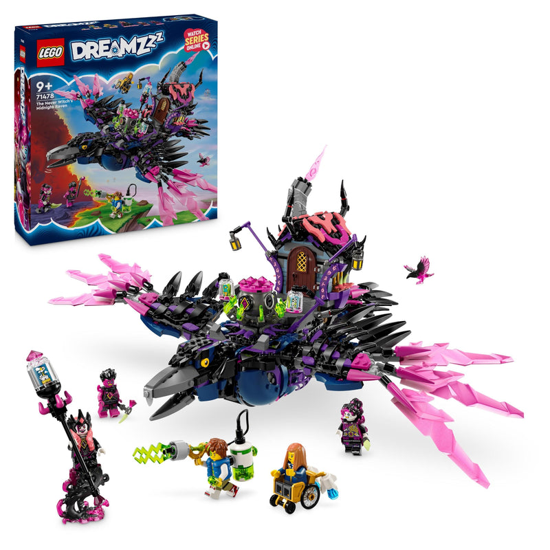 LEGO DREAMZzz The Never Witch’s Midnight Raven Animal Toy for 9 Plus Year Old Boys & Girls, Rebuild a Fantasy Hut as a House, Spider or Bird Figure, Birthday Gift Idea 71478