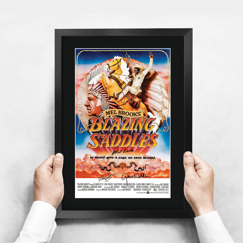 HWC Trading FR A3 Blazing Saddles Movie Poster Gene Wilder Gifts Printed Poster Signed Autograph Picture for Movie Memorabilia Fans - A3 Framed