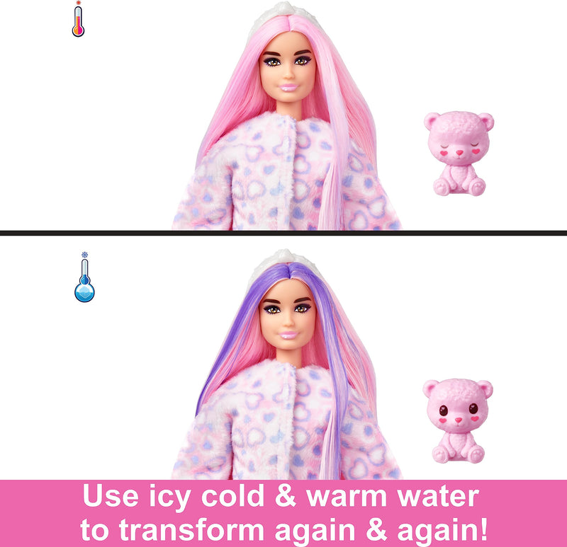 Barbie Cutie Reveal Doll & Accessories, Teddy Bear Plush Costume & 10 Surprises Including Color Change, “Love” Cozy Cute Tees, HKR04