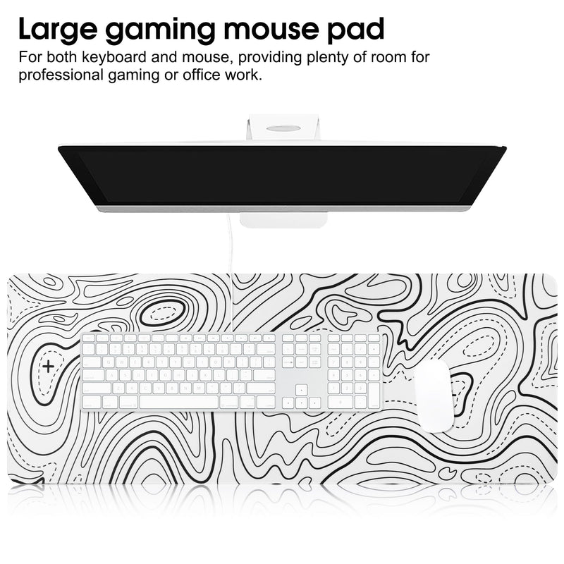 HoYiXi Mouse Pad for Home Office Work,Gaming Mouse Pad Desk Pad Soft Smooth Surface and Anti-Slip Rubber Base Waterproof Soft Cloth XX Mouse Mat 800 x 300 x 3MM,White