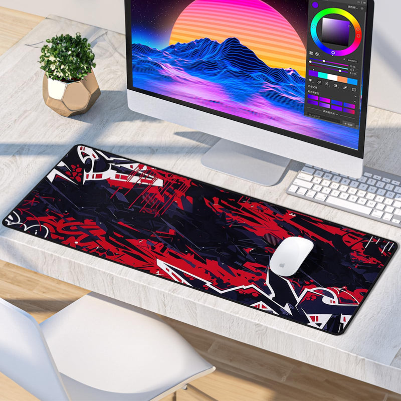 YUWLDD Mouse Pad Gaming Large Desk Pad (31.5 x 11.8 x0.12 inch) Washable Mouse Pad Laptop Desk Mat, Japanese Mouse Pad with Anti-Slip Rubber Base, Extended Mouse Pad for Office & Home.