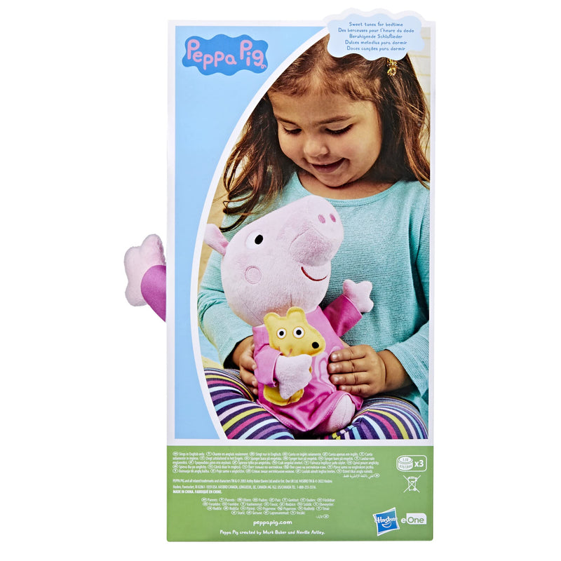 Peppa Pig Peppa’s Bedtime Lullabies Singing Plush Doll with Teddy Bear Accessory, 3 Songs, 3 Phrases, Ages 3 and Up