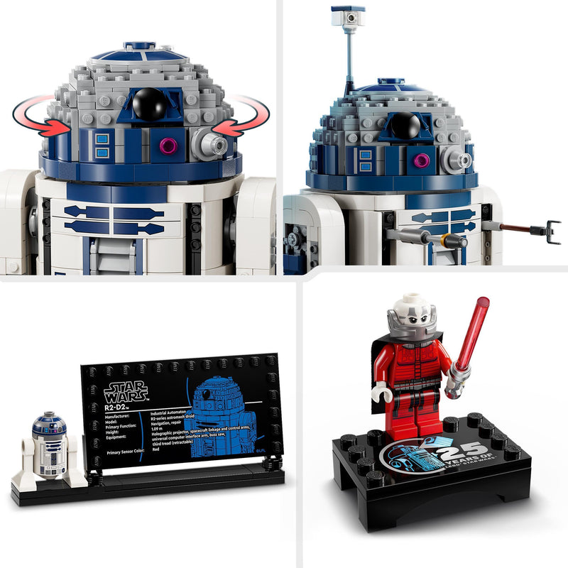 LEGO Star Wars R2-D2 Model Set, Buildable Toy Droid Figure for 10 Plus Year Old Kids, Boys & Girls, with 25th Anniversary Darth Malek Minifigure and Decoration Plaque, Memorabilia Gift Idea 75379