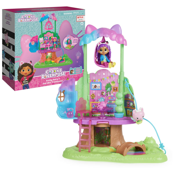 Gabby's Dollhouse, Transforming Garden Treehouse Playset with Lights, 2 Figures, 5 Accessories, 1 Delivery, 3 Furniture, Kids’ Toys for Ages 3 and above