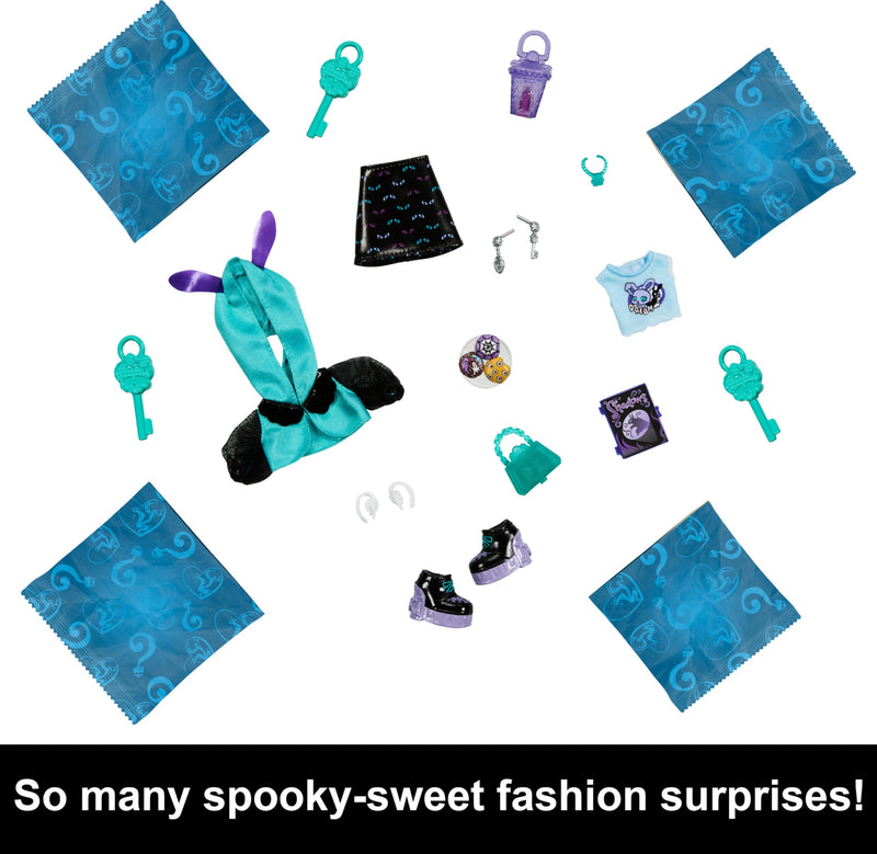 Monster High Doll and Fashion Set, Twyla Doll, Skulltimate Secrets: Neon Frights, Dress-Up Locker with 19+ Surprises, HNF82