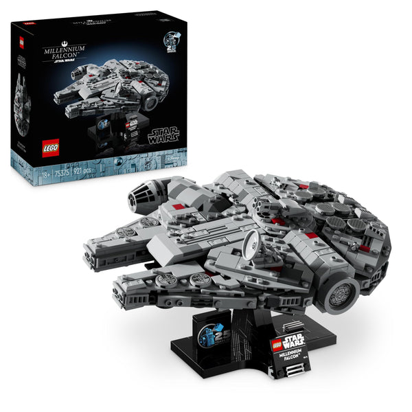 LEGO Star Wars Millenium Falcon 25th Anniversary Set for Adults, Collectible A New Hope Starship Vehicle Model Kit, Home or Office Décor, Birthday Gifts for Men, Women and Fans 75375