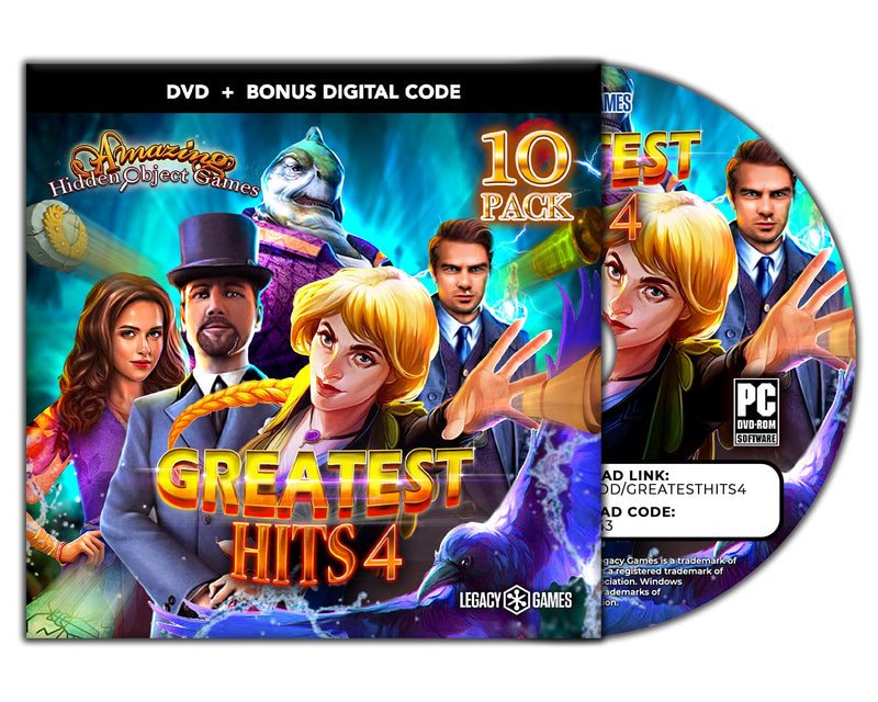 Amazing Hidden Object Games for PC: Greatest Hits Vol. 4, 10 Game DVD Pack + Digital Download Codes (PC)