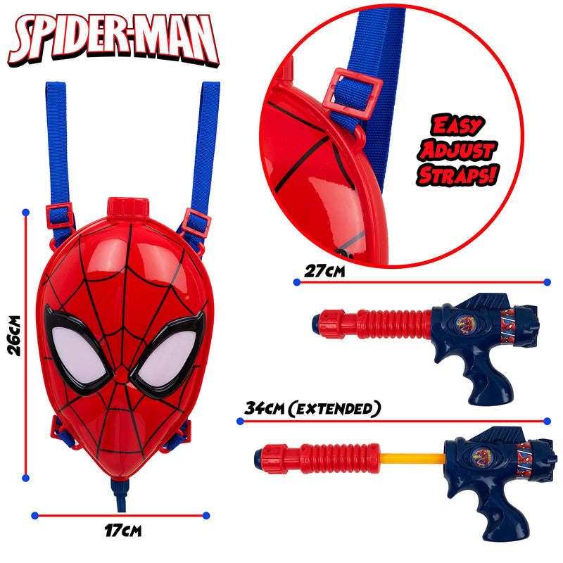 Marvel Water Gun Backpack Spiderman Toys Marvel Gifts for Boys (Red/Blue Spiderman)