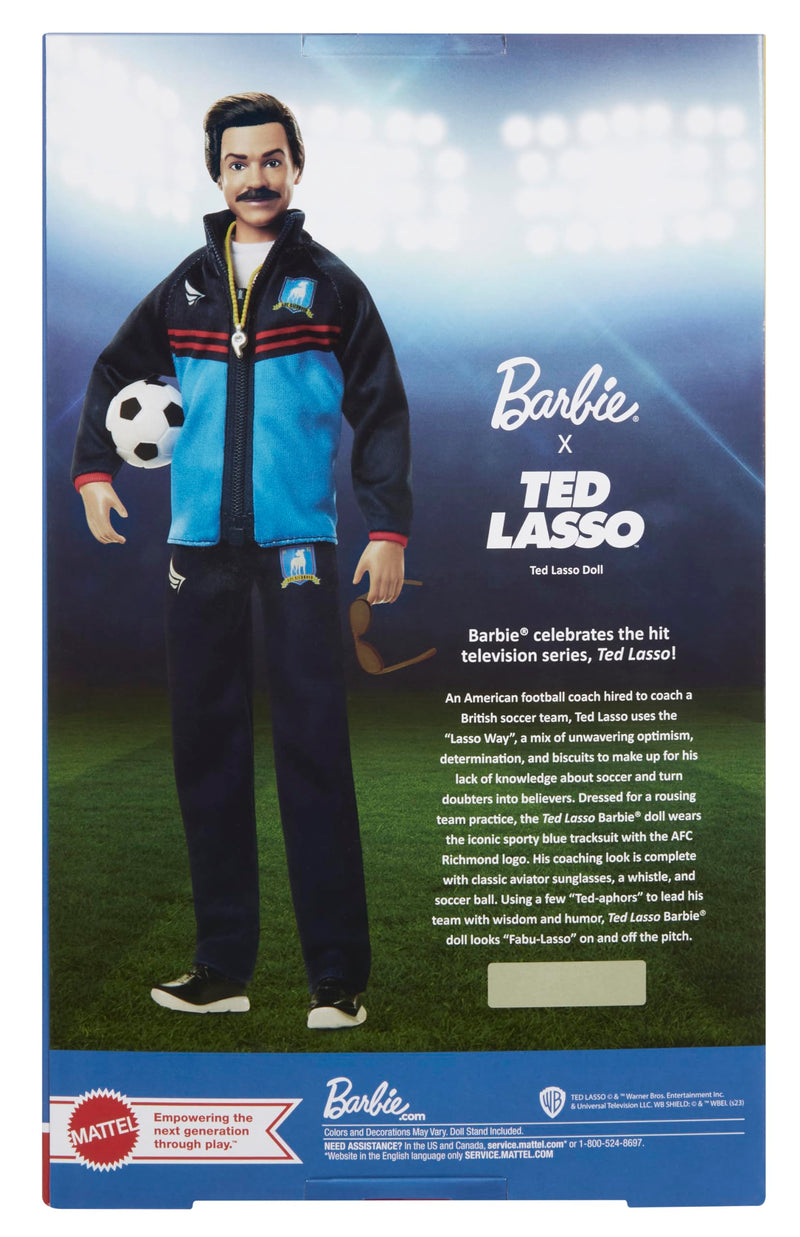 Barbie Signature Doll, Ted Lasso Wearing Iconic Blue AFC Richmond Tracksuit with Aviators, Collectible with Displayable Packaging, HJW91