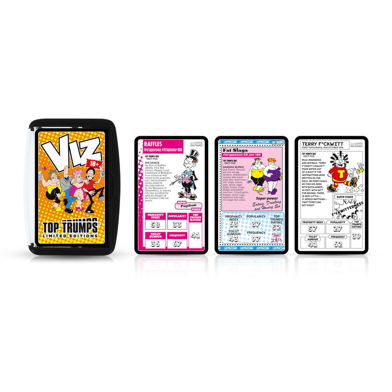 Top Trumps Viz Comics Limited Editions Card Game, play with Johnny Fartpants, Roger Mellie and Big Vern, great gift adults 18 plus