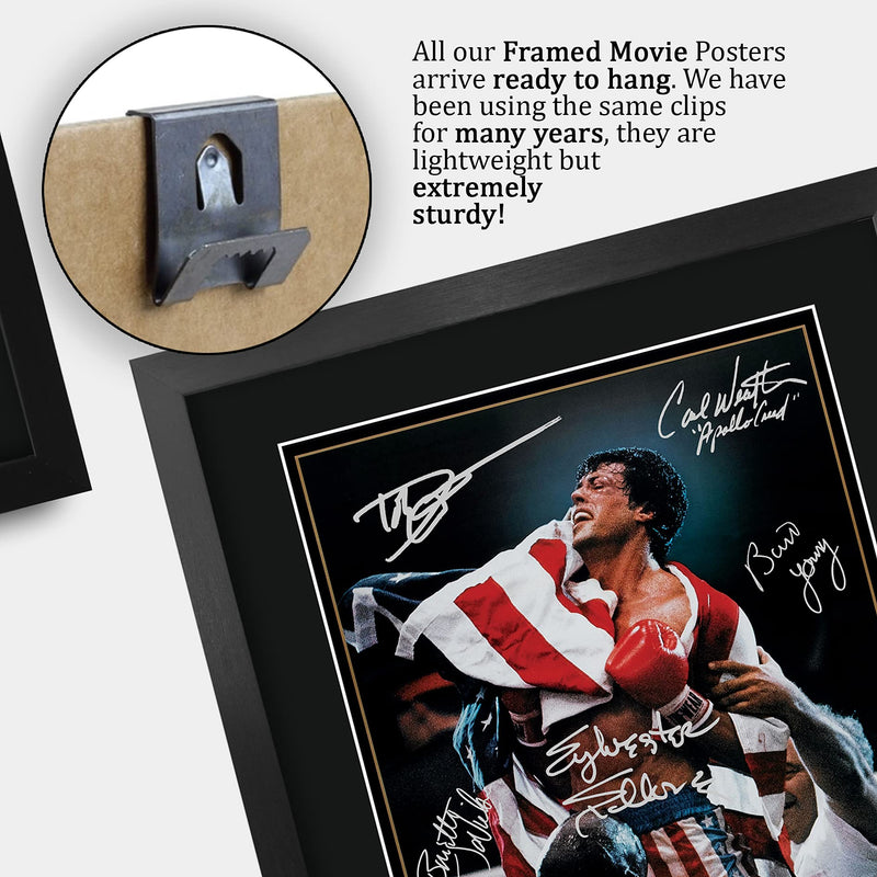 HWC Trading Rocky IV The Cast Rocky 4 Sylvester Stallone Dolph Lundgren Carl Weathers Gifts Printed Poster Signed Autograph Picture for Movie Fans A3 Framed