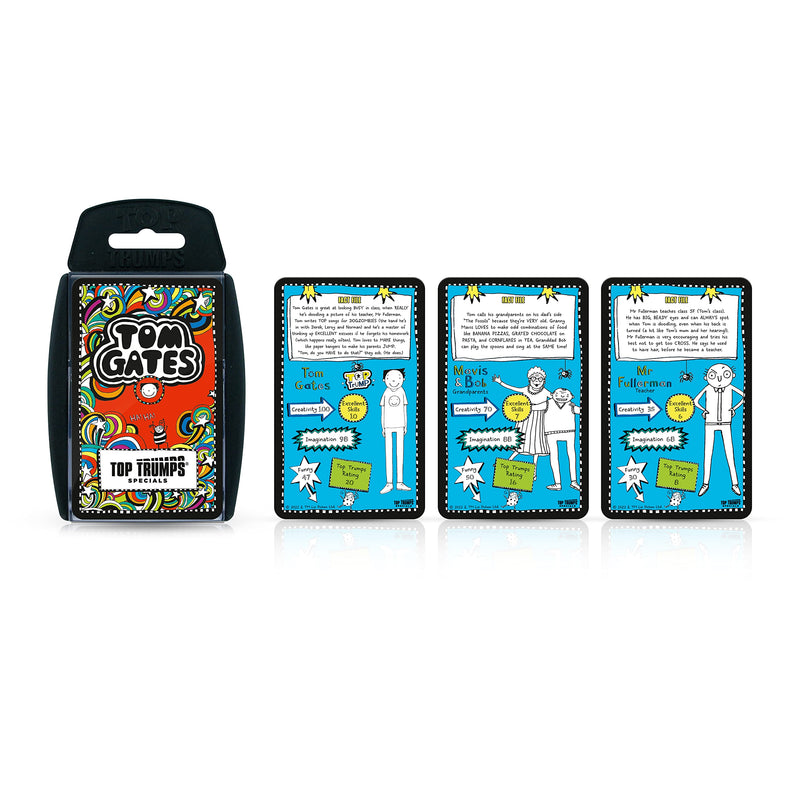 Tom Gates Top Trumps Card Game, Enter the musical world of Tom Gates and battle it out with Rooster, Indrani, Leroy and many more, for ages 8 plus