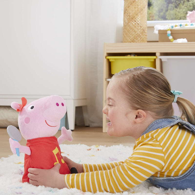 Hasbro Peppa Pig Oink-Along Songs Peppa Singing Plush Doll with Sparkly Red Dress and Bow, Sings 3 Songs, Ages 3 and up,F21875L0