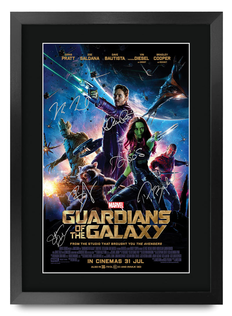 HWC Trading A3 FR Guardians of The Galaxy 1 Chris Pratt and Cast Gifts Printed Poster Signed Autograph Picture for Movie Memorabilia Fans - A3 Framed