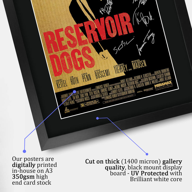 HWC Trading FR A3 Reservoir Dogs Quentin Tarantino Gifts Printed Poster Signed Autograph Picture for Movie Memorabilia Fans - A3 Framed