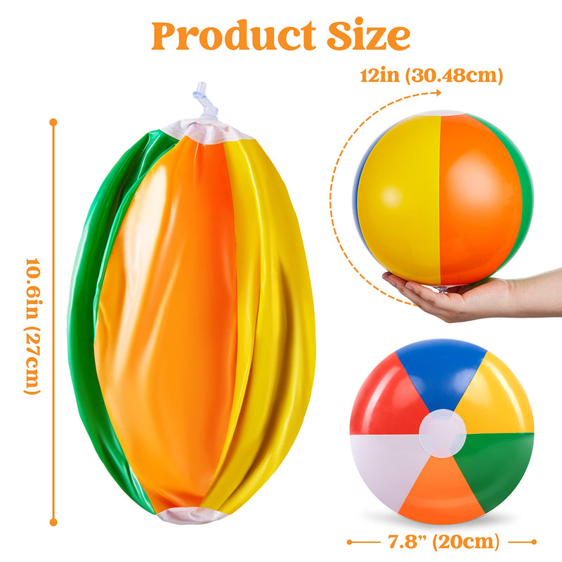 JOYIN Rainbow Beach Balls(12 Pack), 30 cm Inflatable Swimming Pool Toys for Summer Water Games Kids Birthday Party Supplies Combo Set Include Inflatable Beach Balls