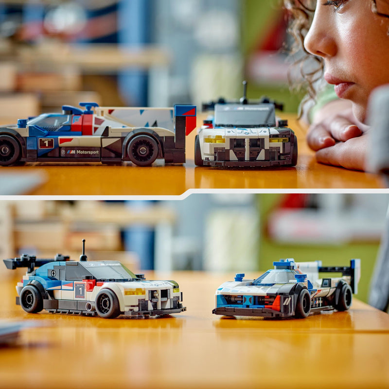 LEGO Speed Champions BMW M4 GT3 & BMW M Hybrid V8 Race Car Toys for 9 Plus Year Old Boys & Girls, Buildable Model Vehicles with 2 Driver Minifigures, Kids' Bedroom Decoration, Birthday Gift Idea 76922