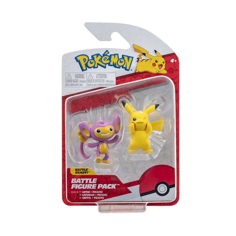 Pokémon Battle Figure 2 Pack - Features 2-Inch Pikachu & Aipom Battle Figures