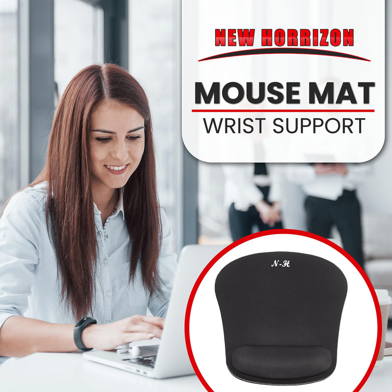 New Horrizon Mouse Mat WRIST SUPPORT Mouse Pad with Wrist Rest Support Mouse Mat with Non-slip Anti Slip PU Base, Comfortable Large Computer Mouse mat, With Foam Wrist Support