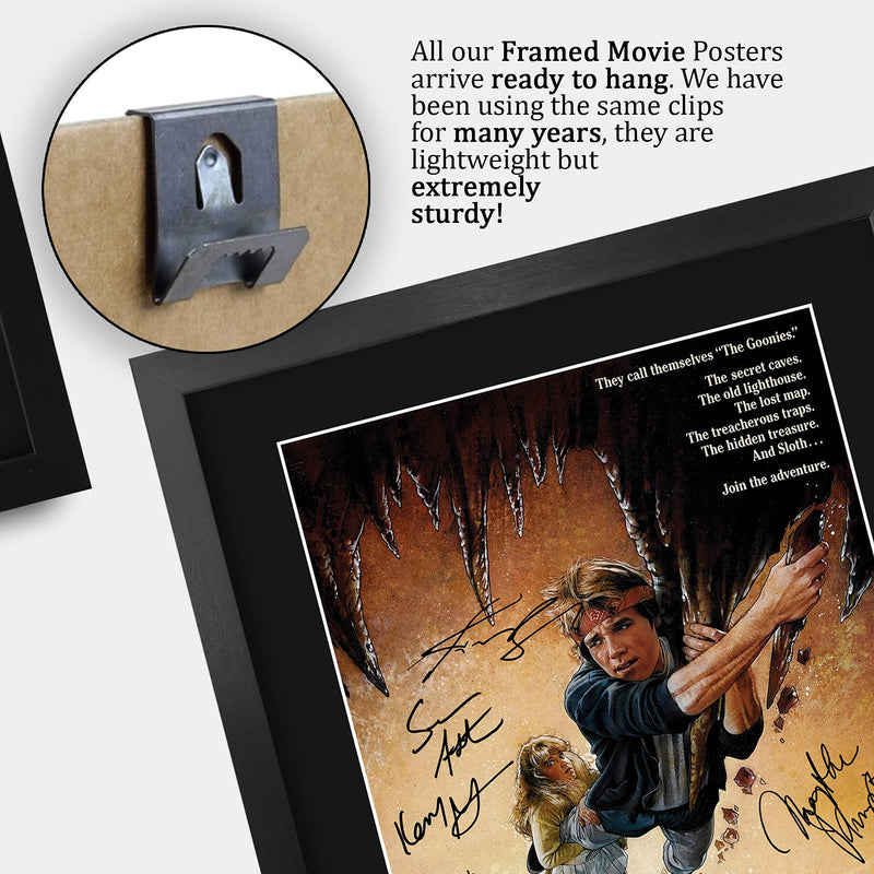 HWC Trading Goonies The Cast Gifts Printed Poster Signed Autograph Picture for Movie Memorabilia Fans - A3 Framed