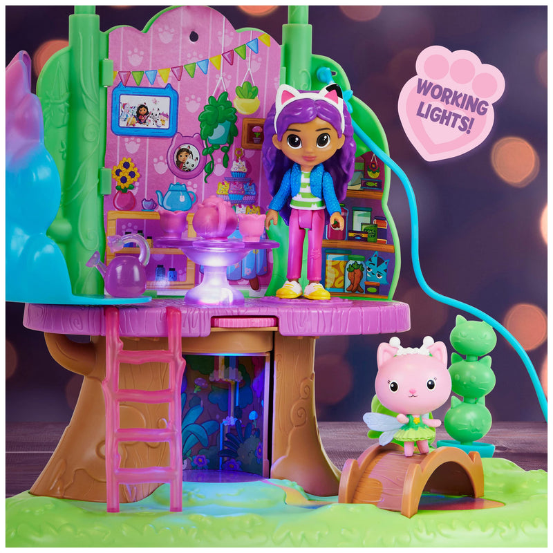 Gabby's Dollhouse, Transforming Garden Treehouse Playset with Lights, 2 Figures, 5 Accessories, 1 Delivery, 3 Furniture, Kids’ Toys for Ages 3 and above