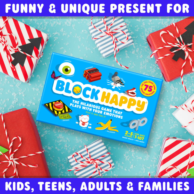 Block Happy - Award Winning Funny Kids Family Board Game, Play With Your Emotions, Children, Teens, Adults, Best Family Card Games, 6+ Years