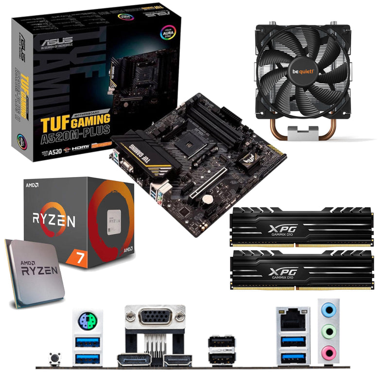 Components4All AMD Ryzen 7 5800X 3.8Ghz (Turbo 4.7Ghz) 8 Core 16 Thread CPU, ASUS TUF GAMING A520M-PLUS Motherboard, BeQuiet Cooler & 32GB 3200Mhz ADATA D10 DDR4 RAM Pre-Built Bundle