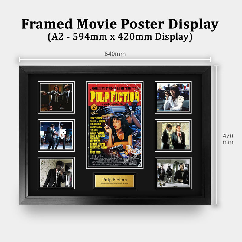 HWC Trading FR A2 Pulp Fiction Gifts Printed Signed Autograph Presentation Display Montage for Movie Memorabilia Fans - A2 Framed