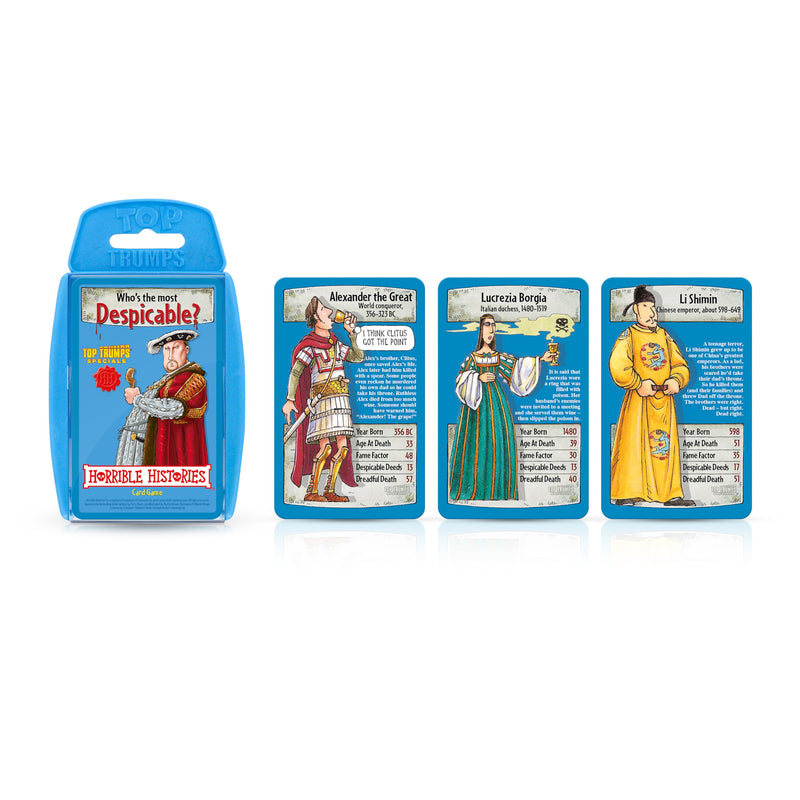 Top Trumps Horrible Histories Specials Card Game, play with history’s most despicable from King Henry VIII, Cleopatra VII and Alexander the Great, gift and toy for boys and girls Aged 6 plus