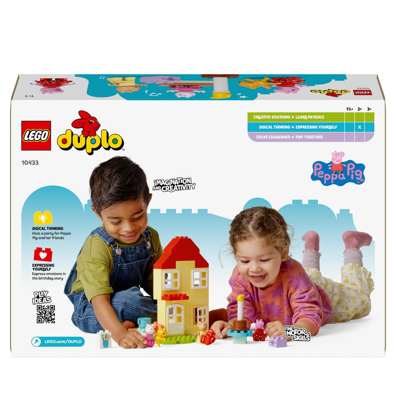 LEGO DUPLO Peppa Pig Birthday House Playset, Toddler Learning Toys for 2 Plus Year Old Girls & Boys with 3 Figures Incl. Pedro Pony and Suzy Sheep, plus Peppa's Teddy, Gift Idea 10433