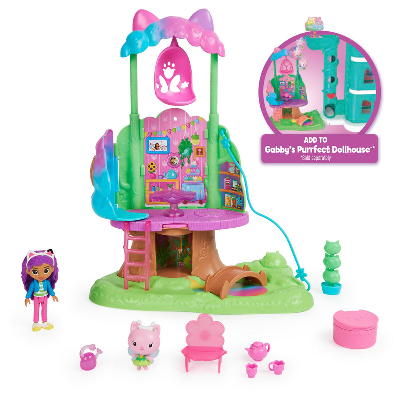 Gabby's Dollhouse, Transforming Garden Treehouse Playset with Lights, 2 Figures, 5 Accessories, 1 Delivery, 3 Furniture, Kids’ Toys for Ages 3 and above