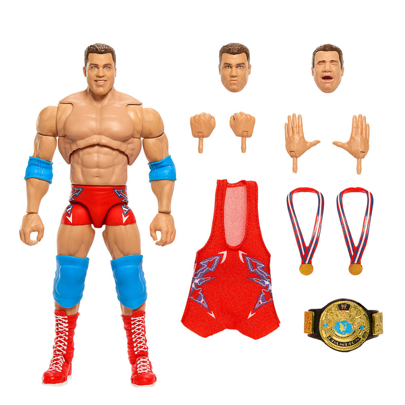 Mattel WWE Ultimate Edition Action Figure & Accessories, 6-inch Kurt Angle Collectible Set, Swappable Heads & Hands, Entrance Gear & 30 Articulation Points, HVF83