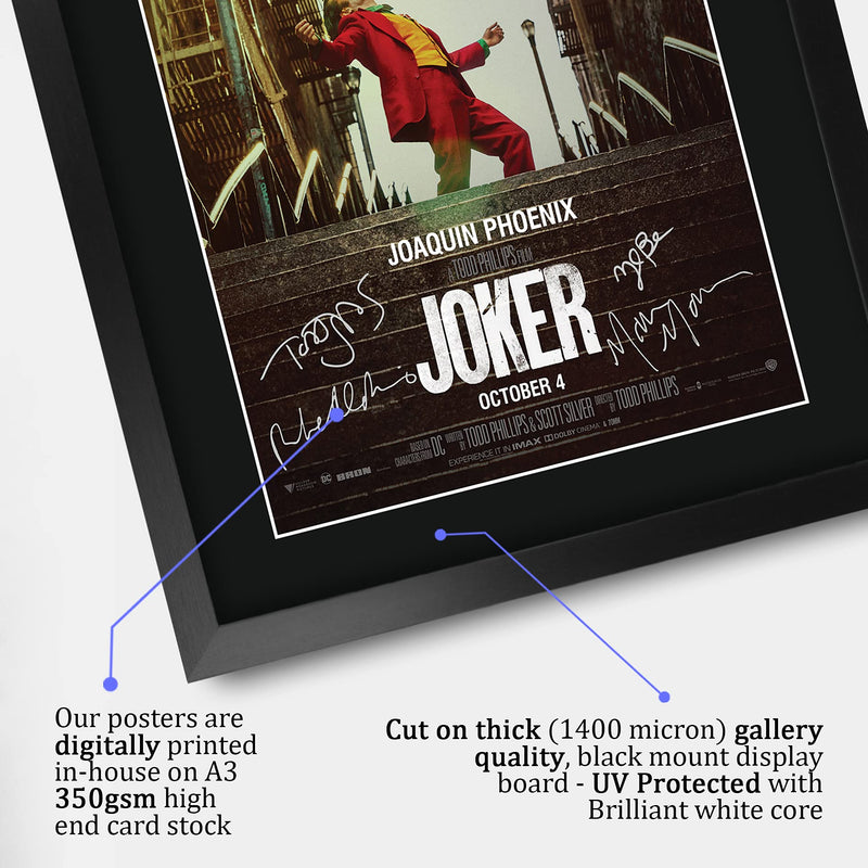 HWC Trading Joker The Cast Joaquin Phoenix Zazie Beetz Marc Maron Todd Phillips Gifts Printed Poster Signed Autograph Picture for Movie Memorabilia Fans - A3 Framed