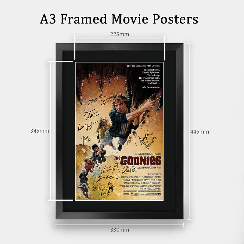 HWC Trading Goonies The Cast Gifts Printed Poster Signed Autograph Picture for Movie Memorabilia Fans - A3 Framed