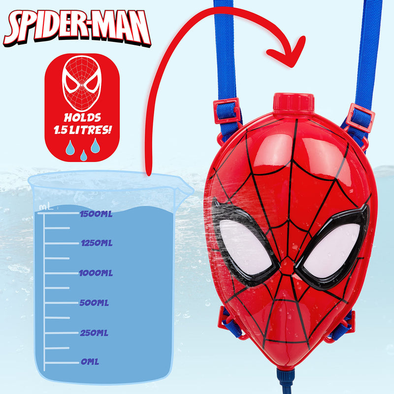 Marvel Water Gun Backpack Spiderman Toys Marvel Gifts for Boys (Red/Blue Spiderman)