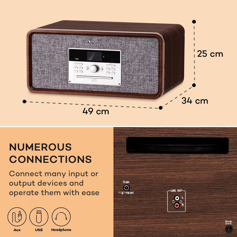 Auna Vinyl Record Player, Vinyl Records CD & USB Turntable Record Players for Vinyl with Speakers, Home Audio Record Players, Retro Vintage Bluetooth Turntable, Speakers Stereo Systems with Turntable