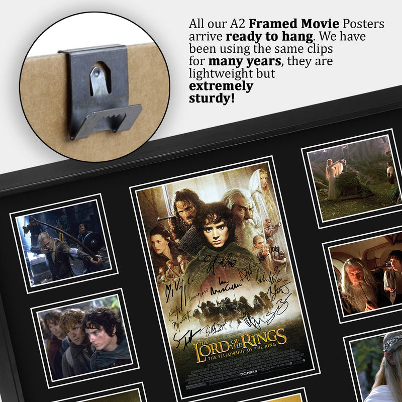 HWC Trading FR A2 Lord of the Rings - Fellowship of the Ring Gifts Printed Signed Autograph Presentation Display Montage for Movie Memorabilia Fans - A2 Framed