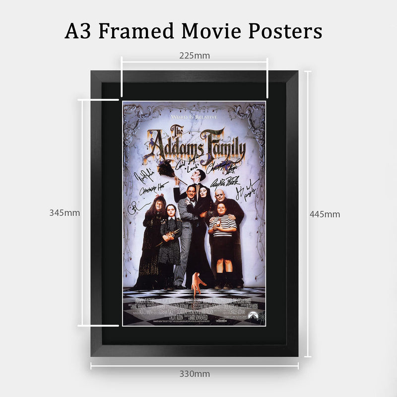 HWC Trading FR A3 The Addams Family Movie Poster Christina Ricci, Christopher Lloyd Gifts Printed Poster Signed Autograph Picture for Movie Memorabilia Fans - A3 Framed