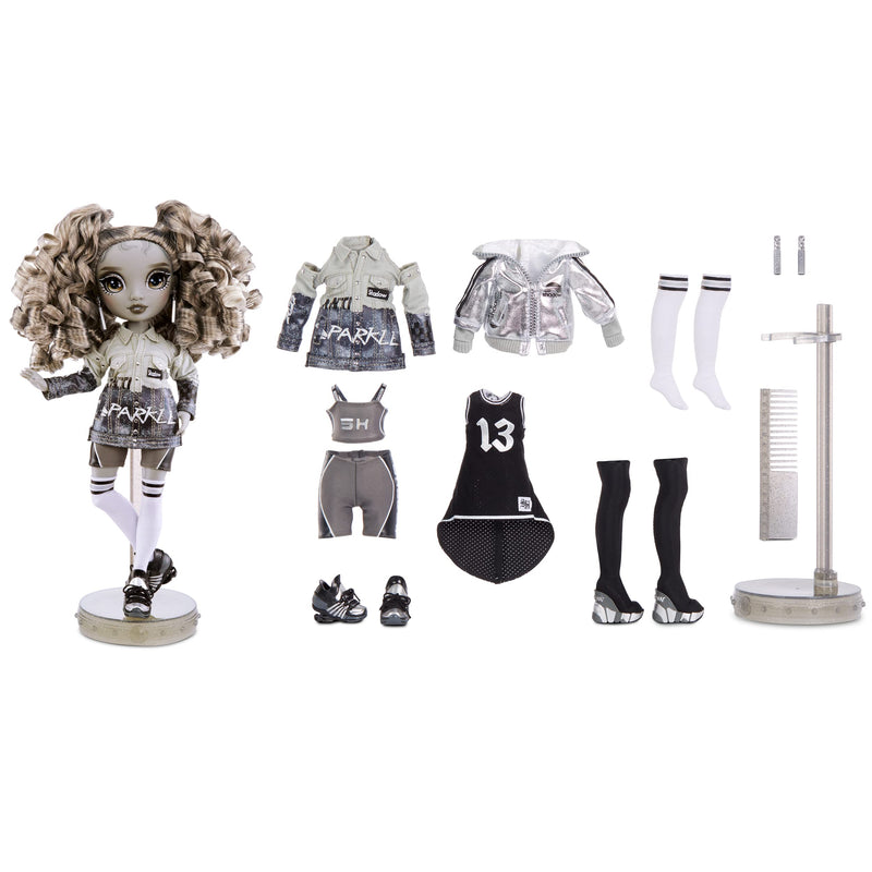 Rainbow High Shadow High Series - NICOLE STEEL - Greyscale Fashion Doll with Curly Hair, Two Designer Outfits, & Accessories - Collectable - For Kids Ages 6+