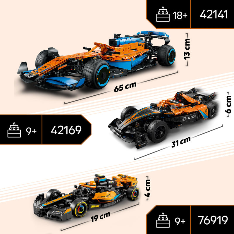 LEGO Technic NEOM McLaren Formula E Race Car Toy for 9 Plus year Old Kids, Boys & Girls, Model Pull-Back Vehicle Building Set, Kids' Bedroom Decoration, Birthday Gift Idea 42169
